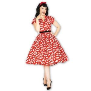 Bernie Dexter Red Kitten Dress Size Large